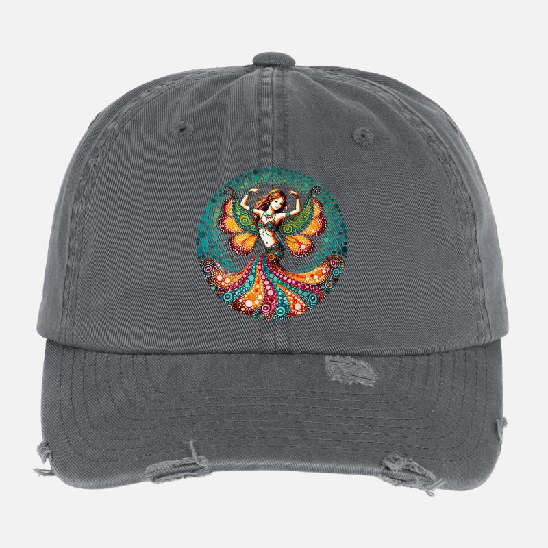 Danseuse du ventre papillon vibrante Casquette vintage effet usé Flexfit