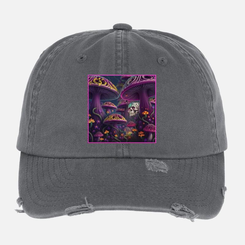 Mystischer Pilzschädelwald Flexfit Vintage Destroyed Cap