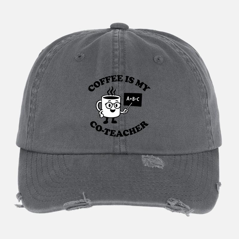 Le café est mon co-enseignant Casquette vintage effet usé Flexfit