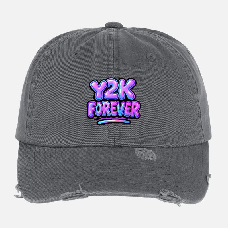 Y2K Forever Neon Design Casquette vintage effet usé Flexfit