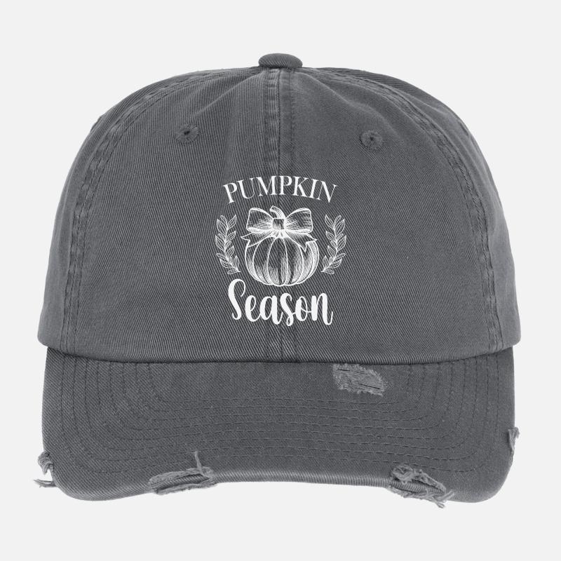 Illustration de la saison des citrouilles Casquette vintage effet usé Flexfit