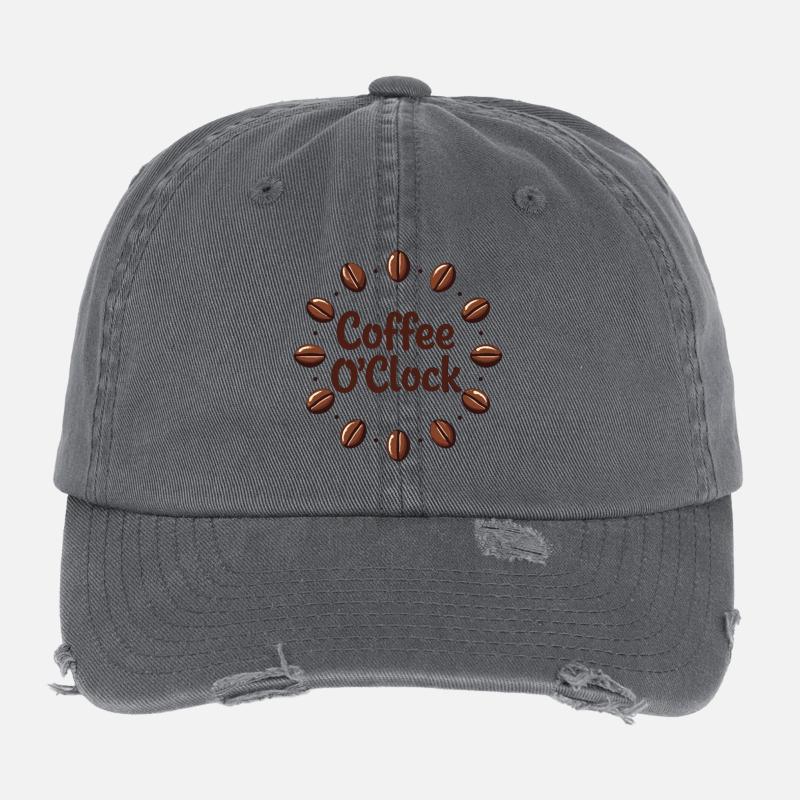 Kaffeetraum Design mit Coffee O'Clock Thema Flexfit Vintage Destroyed Cap