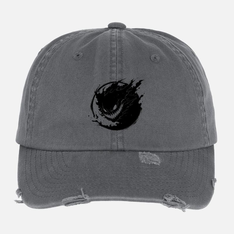 Dark Shadings Vector with Demon Face Flexfit Vintage Destroyed Cap