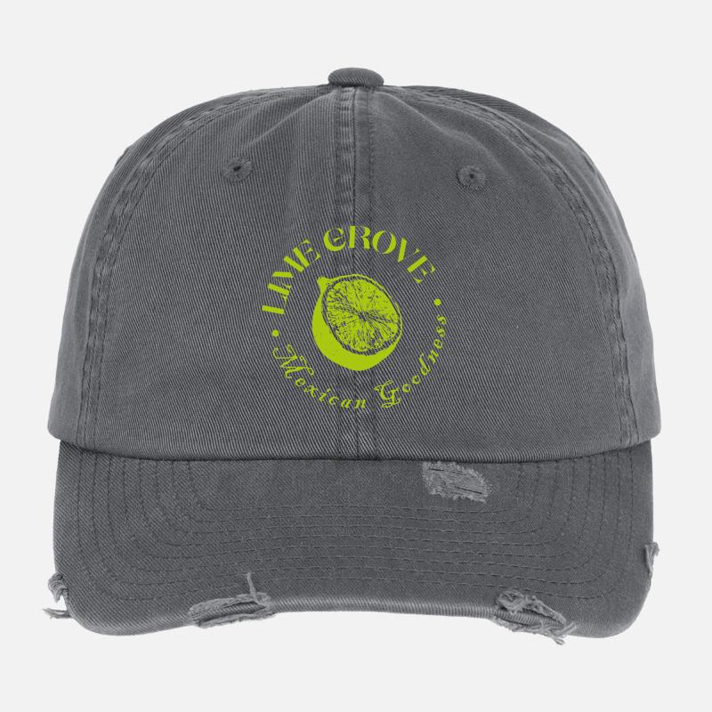 Lime and Lemon Botanical Design Flexfit Vintage Destroyed Cap
