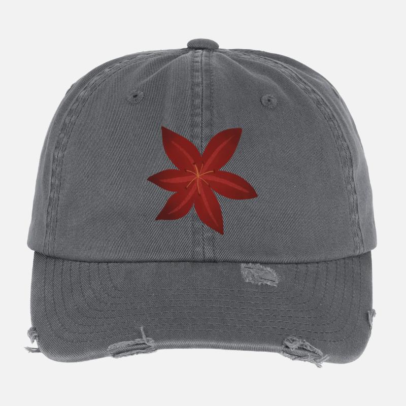 Design élégant de fleur de lys rouge Casquette vintage effet usé Flexfit
