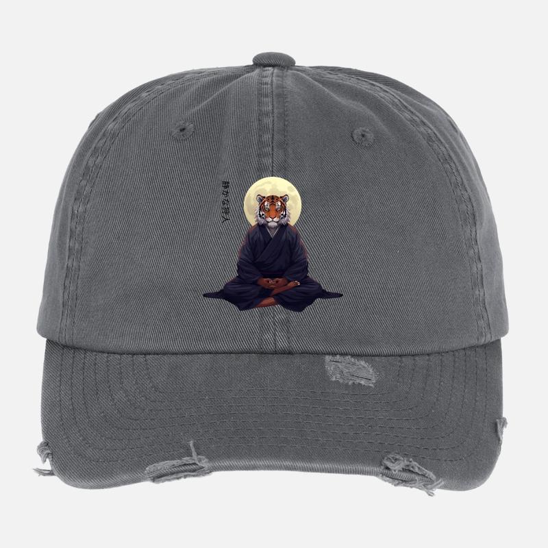 Tiger Monk – Sumi-e Zen Art Strength Within Flexfit Vintage Destroyed Cap