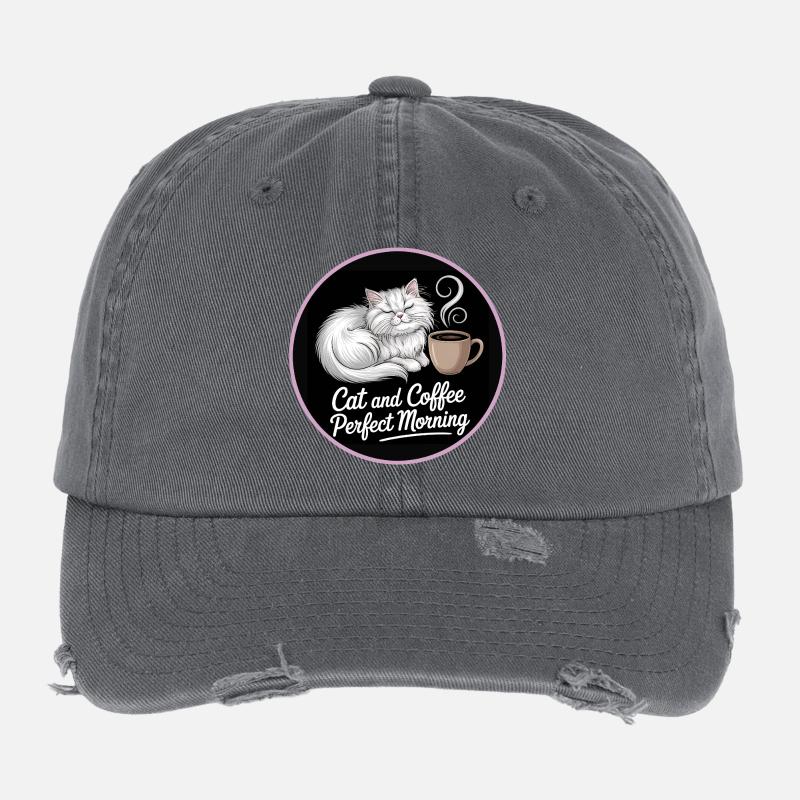 Motif café matinal pour chat Casquette vintage effet usé Flexfit