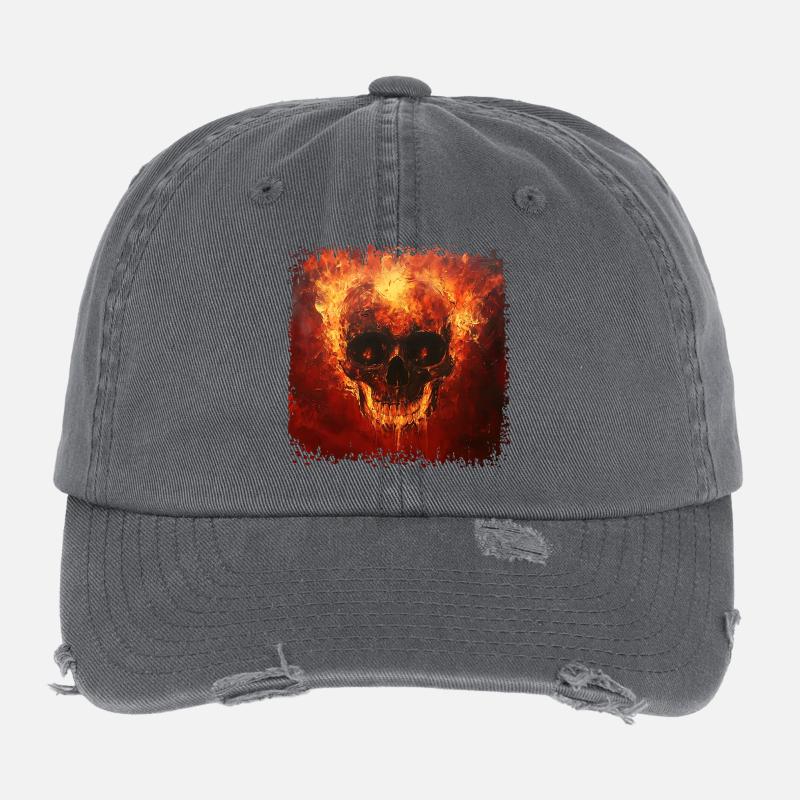 Fiery skull Flexfit Vintage Destroyed Cap