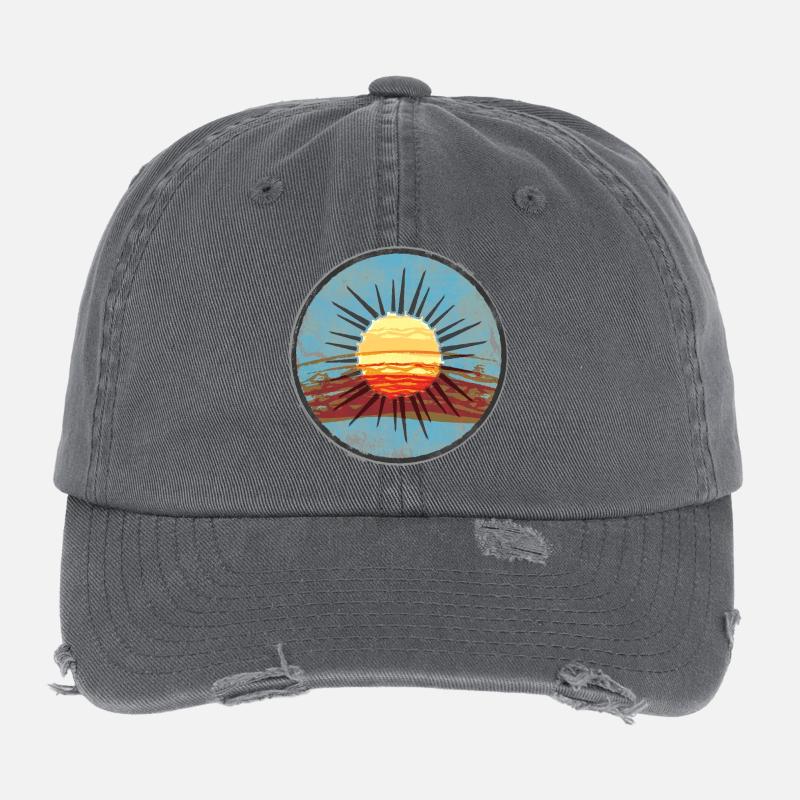 Abstract sunset on water Flexfit Vintage Destroyed Cap