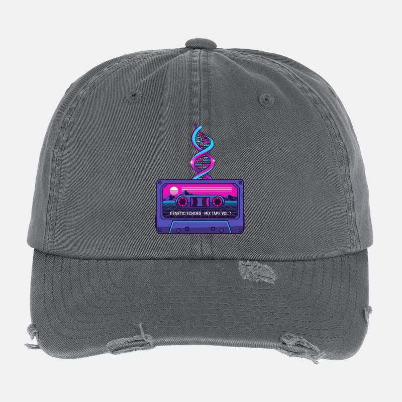 Neon Rétro Cassette DNA Art Casquette vintage effet usé Flexfit