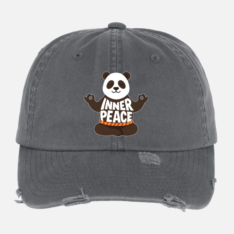 Meditating Panda - Inner Peace Flexfit Vintage Destroyed Cap