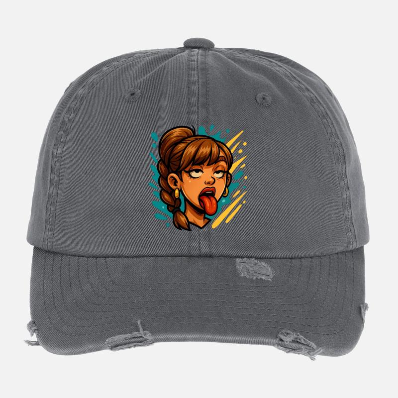 grimace - Flexfit Vintage Destroyed Cap - dark grey