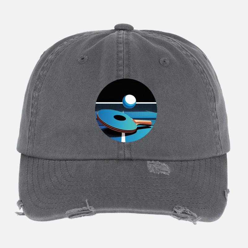 Pingpong Vector Blue Table Tennis Flair Flexfit Vintage Destroyed Cap