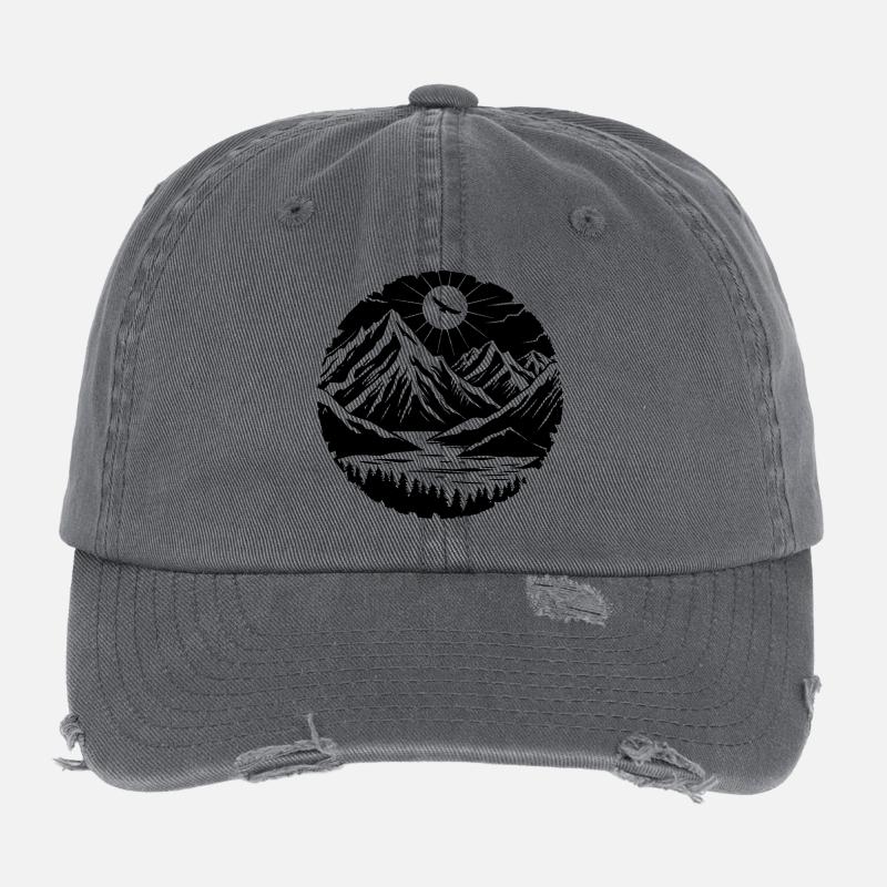 Berglandschaft Silhouette Flexfit Vintage Destroyed Cap