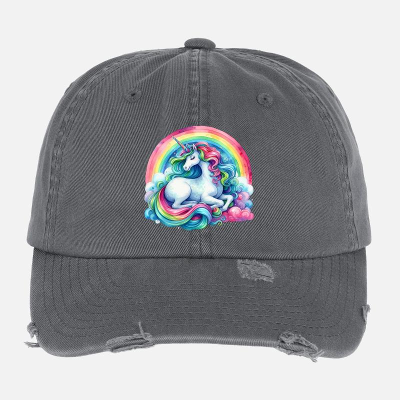 Rainbow Dream Unicorn Flexfit Vintage Destroyed Cap