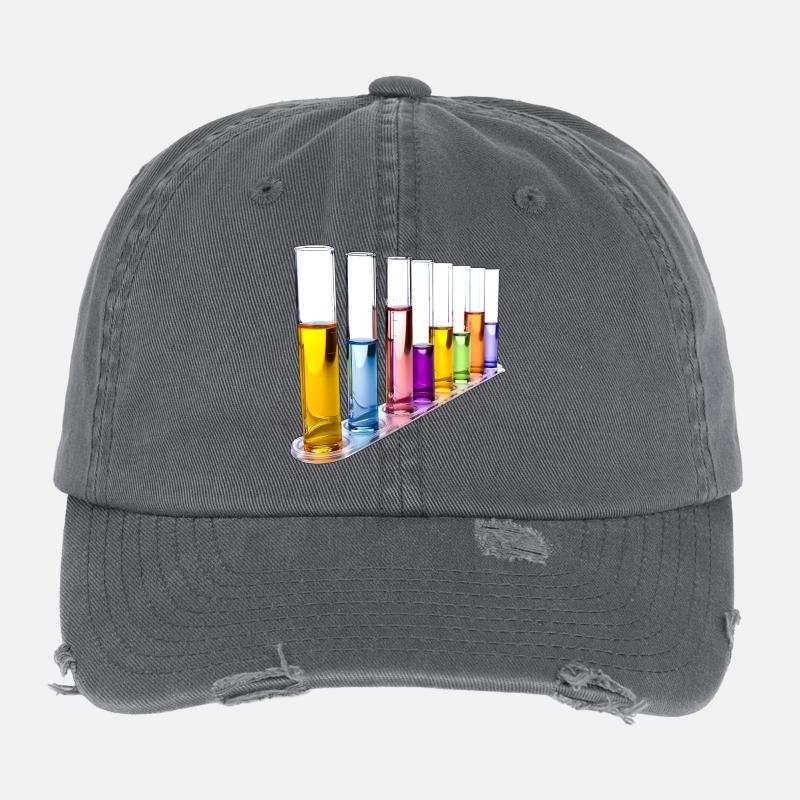 Rainbow Test Tubes Pattern Flexfit Vintage Destroyed Cap