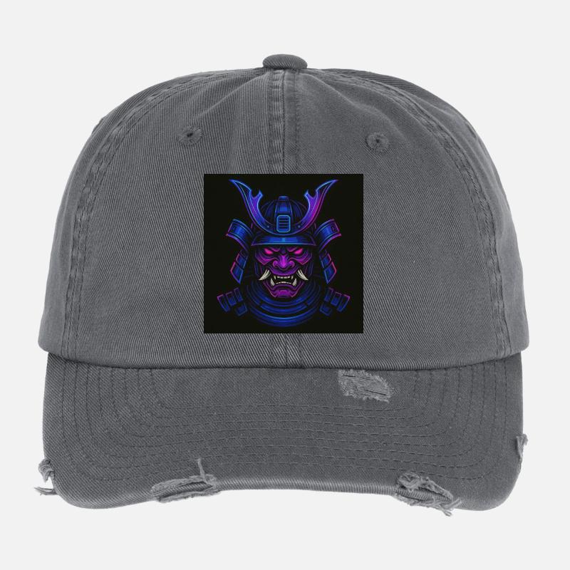 Neon Samurai Maske Flexfit Vintage Destroyed Cap