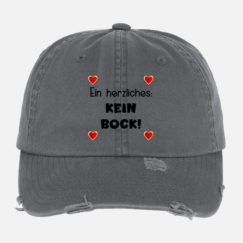FUNNY SAYINGS KEIN BOCK HERZ Flexfit Vintage Destroyed Cap
