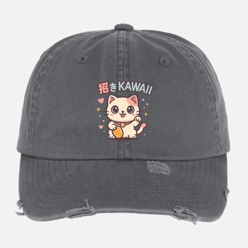 Invitation Chat Kawaii Chance Casquette vintage effet usé Flexfit