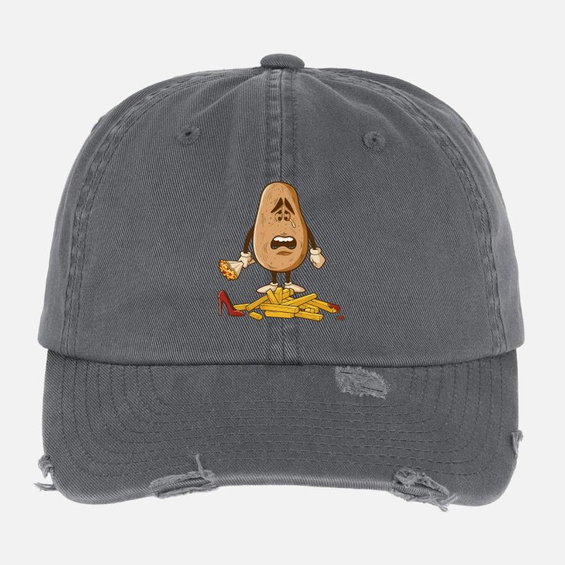 Pomme de terre triste avec frites Drame Casquette vintage effet usé Flexfit