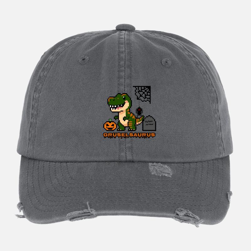 « Gruselsaurus » - Dinosaure Pixel Art 🎃🦖 Casquette vintage effet usé Flexfit