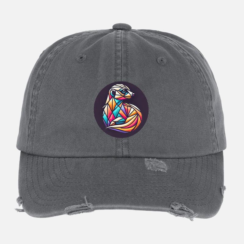 Geometrisches buntes Erdmännchen Flexfit Vintage Destroyed Cap