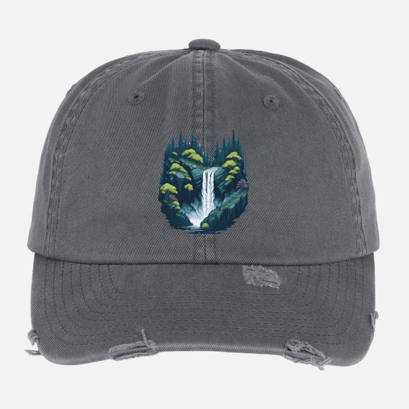 Luminous forest waterfall Flexfit Vintage Destroyed Cap