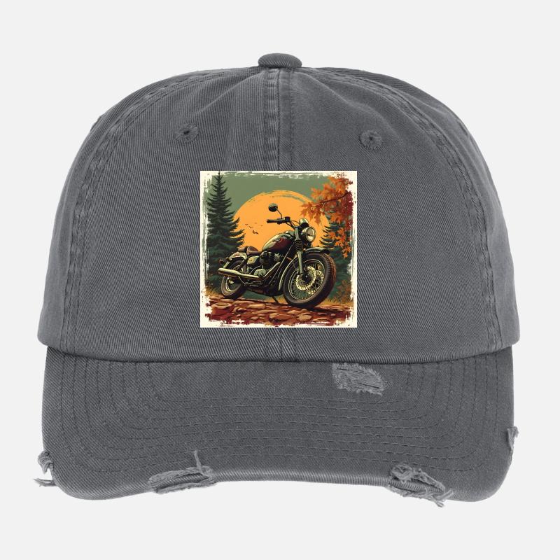 Motorcycle in Heritage Texture Flexfit Vintage Destroyed Cap
