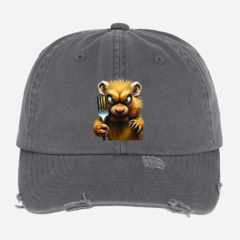 Horror hamster with fork Flexfit Vintage Destroyed Cap