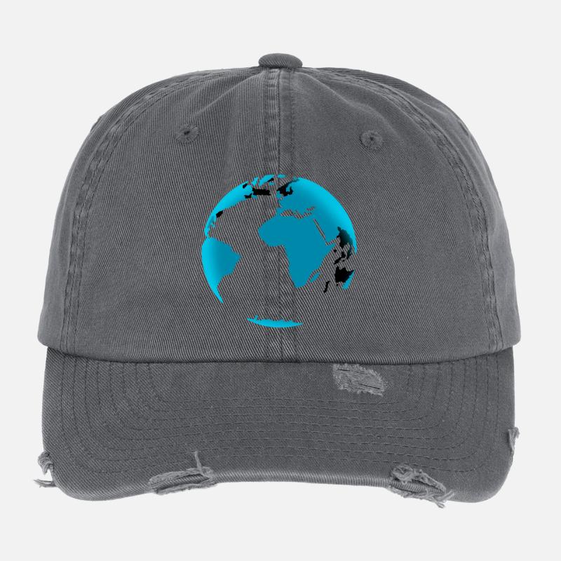 Globe Bleu Noir Néon Casquette vintage effet usé Flexfit