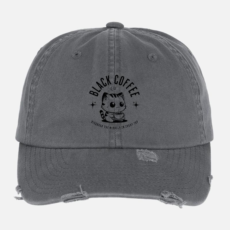 Caffè Nero Gatto – Black Cat Kaffee Flexfit Vintage Destroyed Cap
