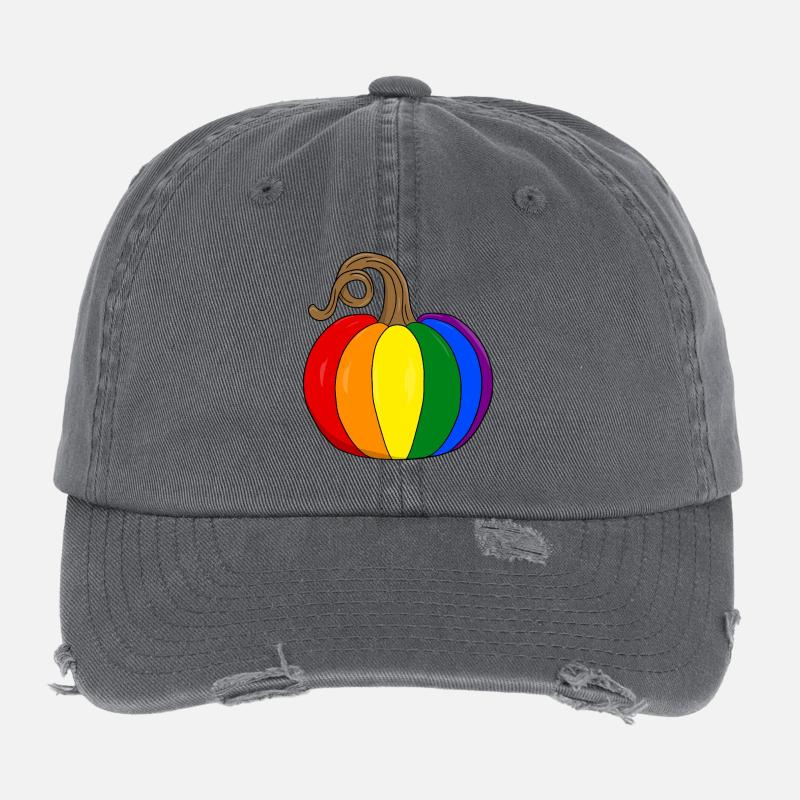 Rainbow Pumpkin PopArt Flexfit Vintage Destroyed Cap