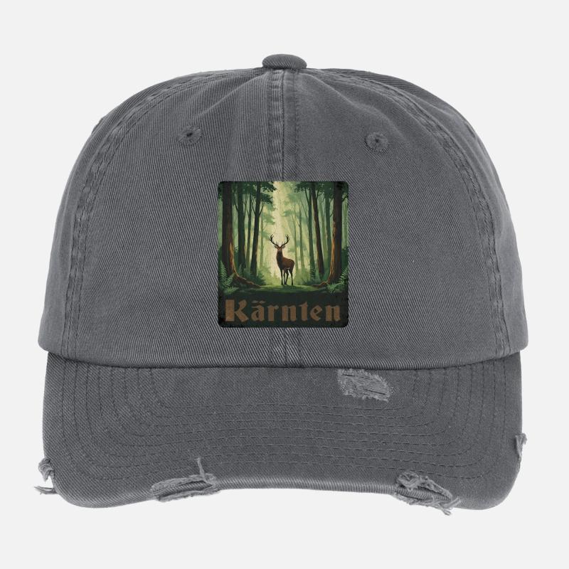 Carinthia Deer in the Forest Flexfit Vintage Destroyed Cap