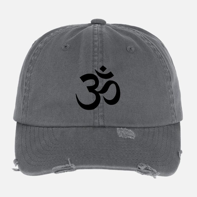 Om Symbol Flexfit Vintage Destroyed Cap