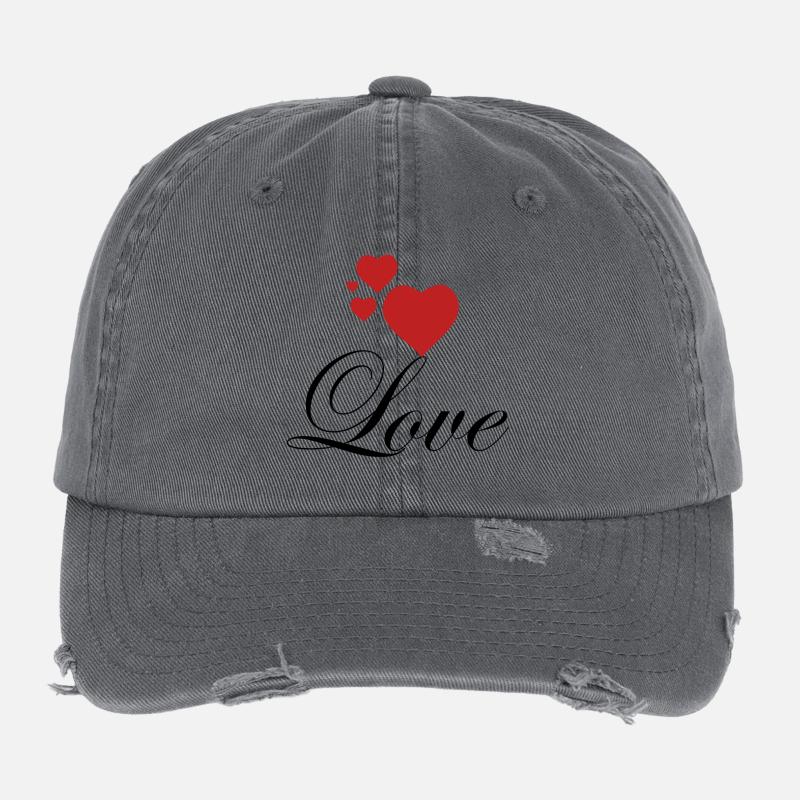 Rote Herzen mit Liebe Flexfit Vintage Destroyed Cap