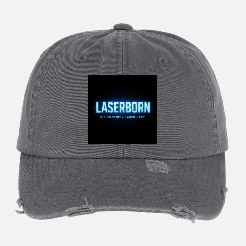 LaserBorn Neon Tech Print Flexfit Vintage Destroyed Cap