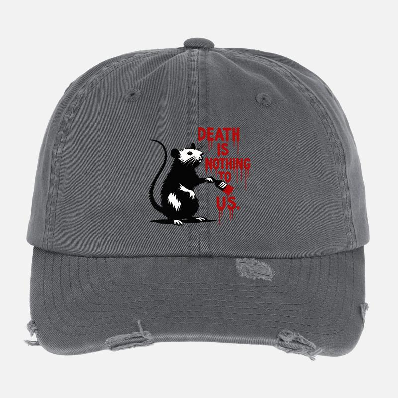 Rat avec du sang écrivant message de mort Casquette vintage effet usé Flexfit