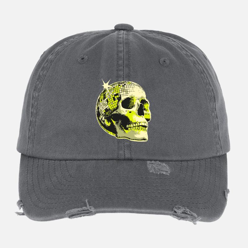 Neon Crâne Boule Disco Casquette vintage effet usé Flexfit