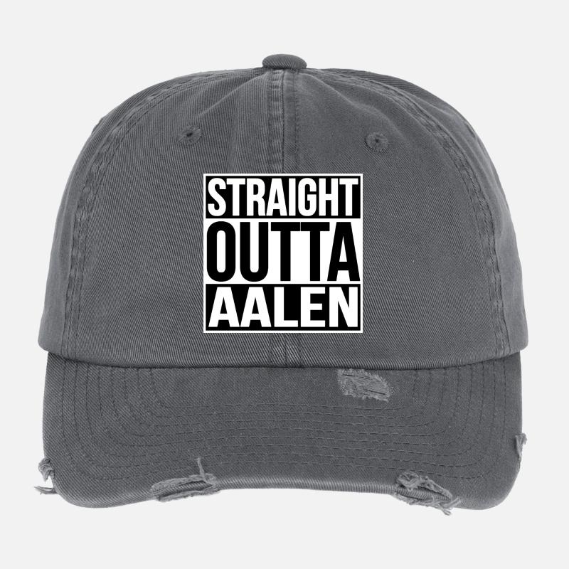 Straight Outta Aalen - Flexfit Vintage Destroyed Cap - Dunkelgrau