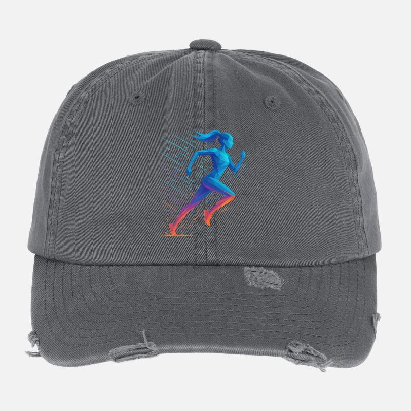 Geometric runner in motion Flexfit Vintage Destroyed Cap