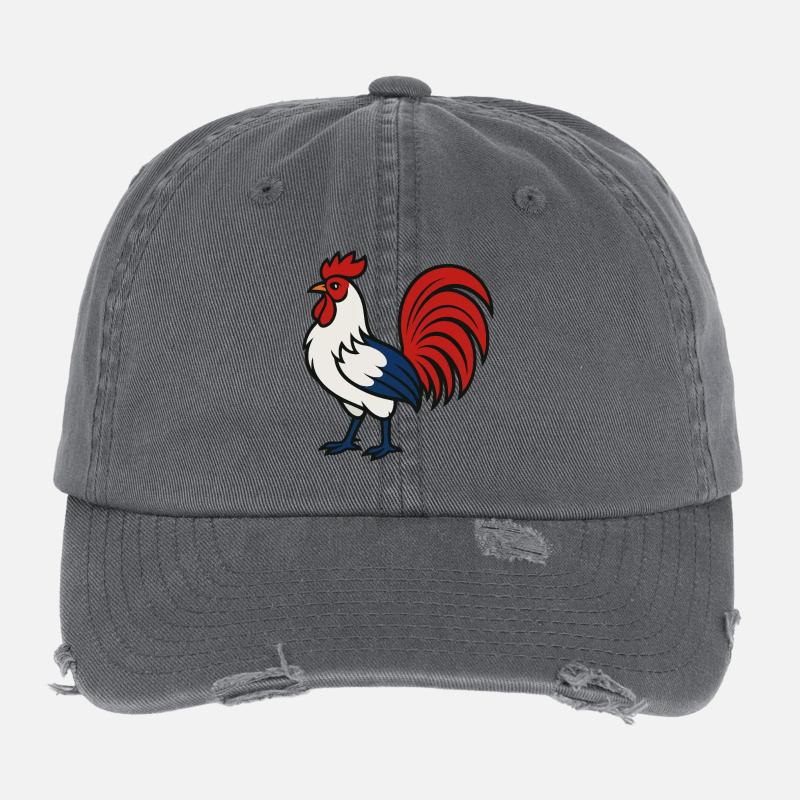 Coq français - Couleur du drapeau Bleu Blanc Rouge Casquette vintage effet usé Flexfit