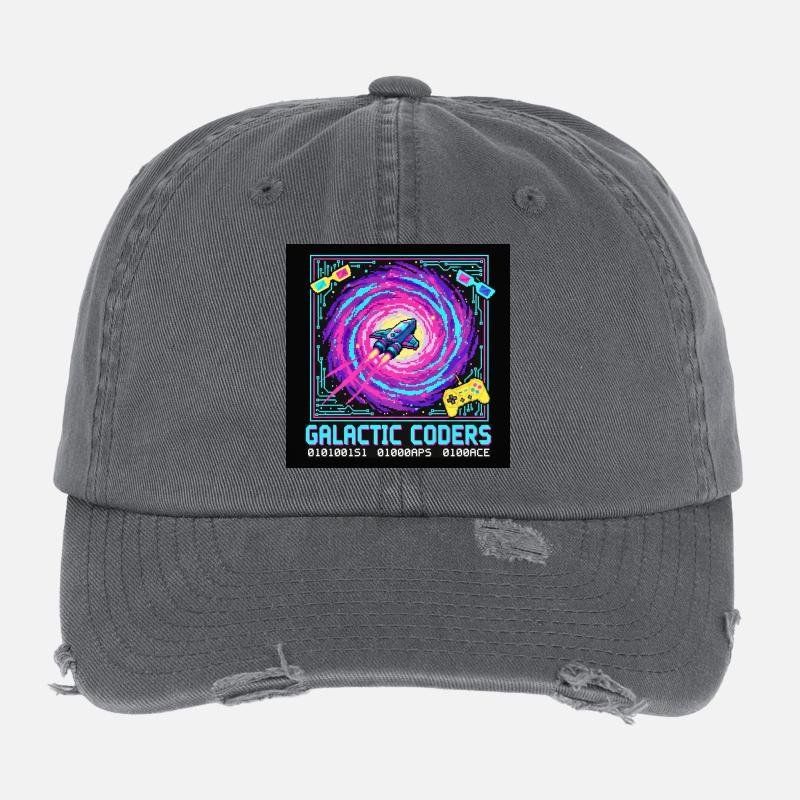 Galaktische Coders Neon Pixel Flexfit Vintage Destroyed Cap