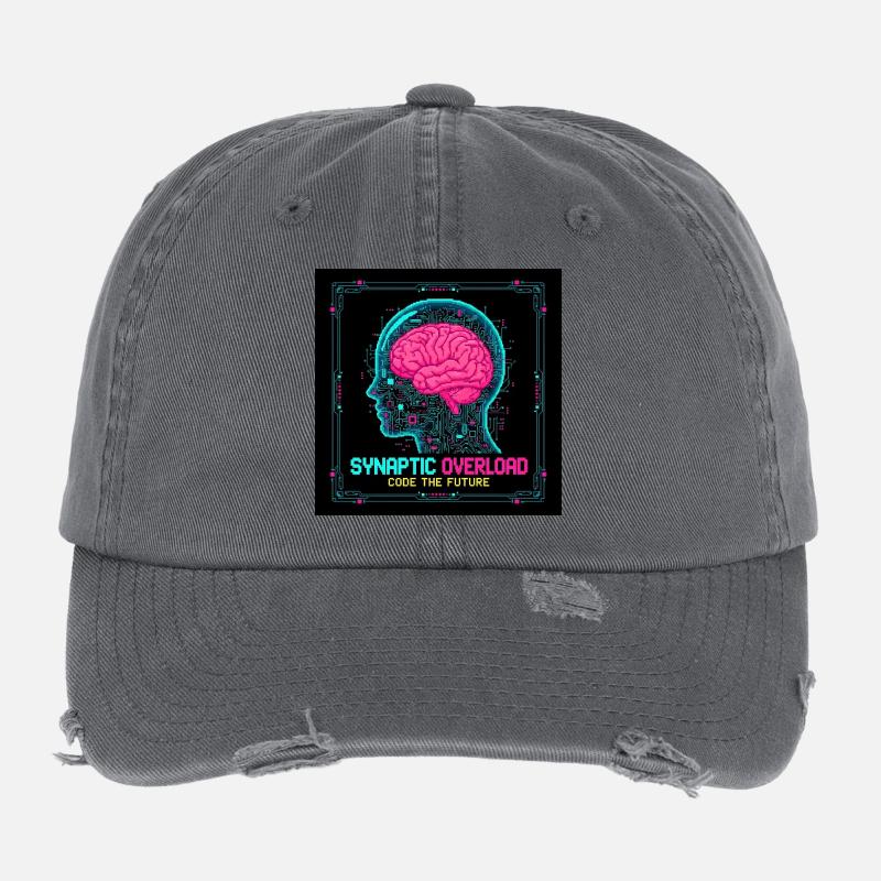 Synaptic Overload Neon Brain Flexfit Vintage Destroyed Cap