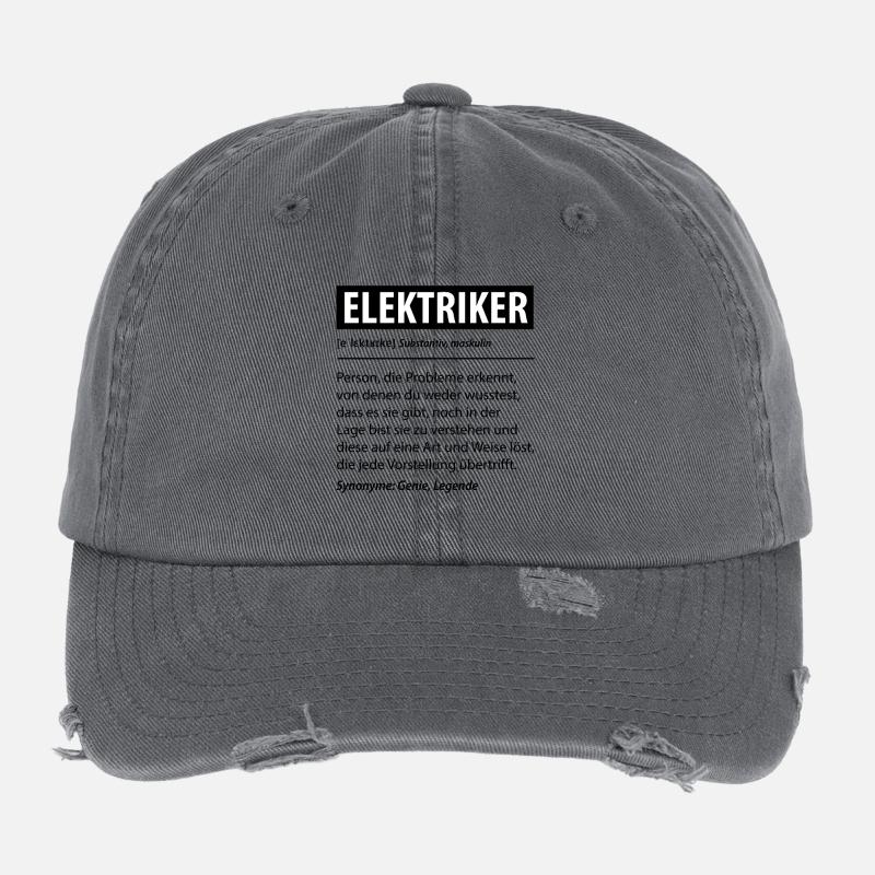Electrician Power Expert Profession Funny Gift Flexfit Vintage Destroyed Cap