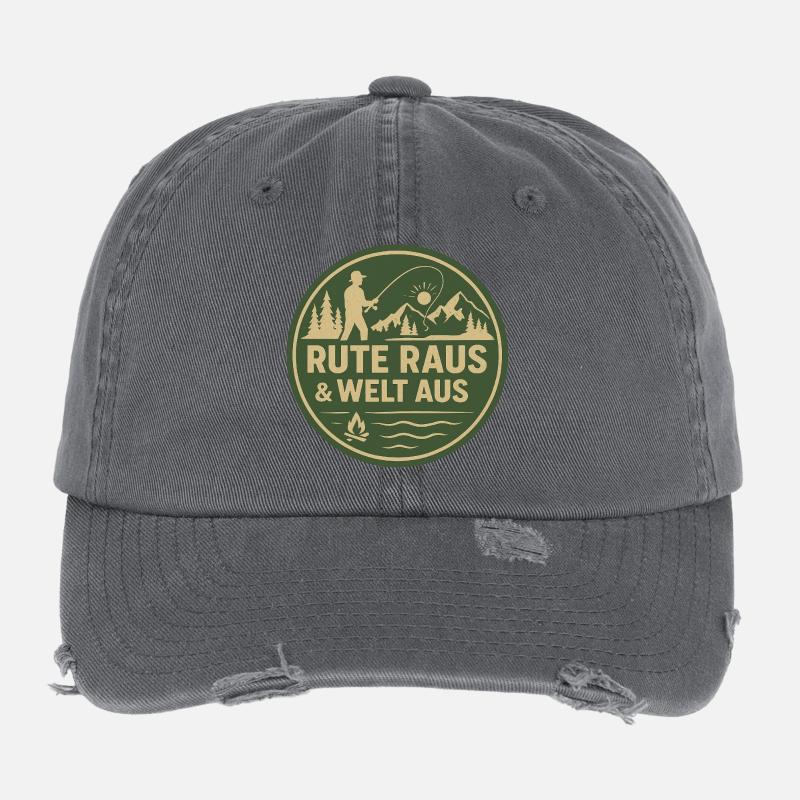 Rute Raus & Welt Aus Patch Flexfit Vintage Destroyed Cap
