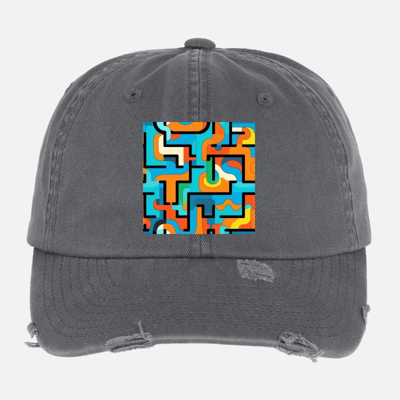 Flux de couleurs, labyrinthes géométriques Casquette vintage effet usé Flexfit