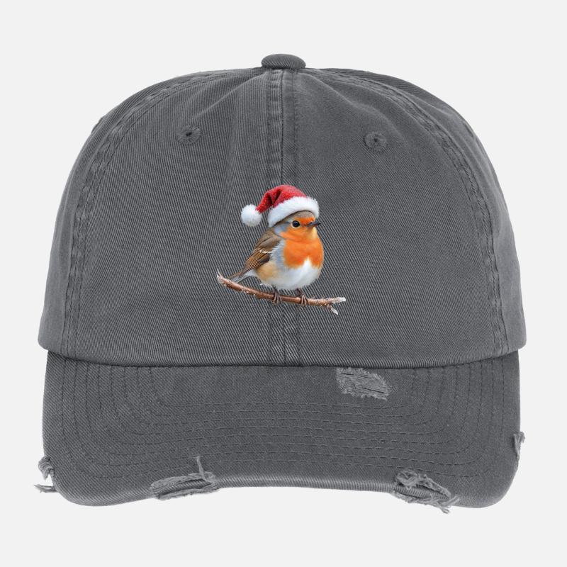 Chapeau de Père Noël Robin sur branche Casquette vintage effet usé Flexfit