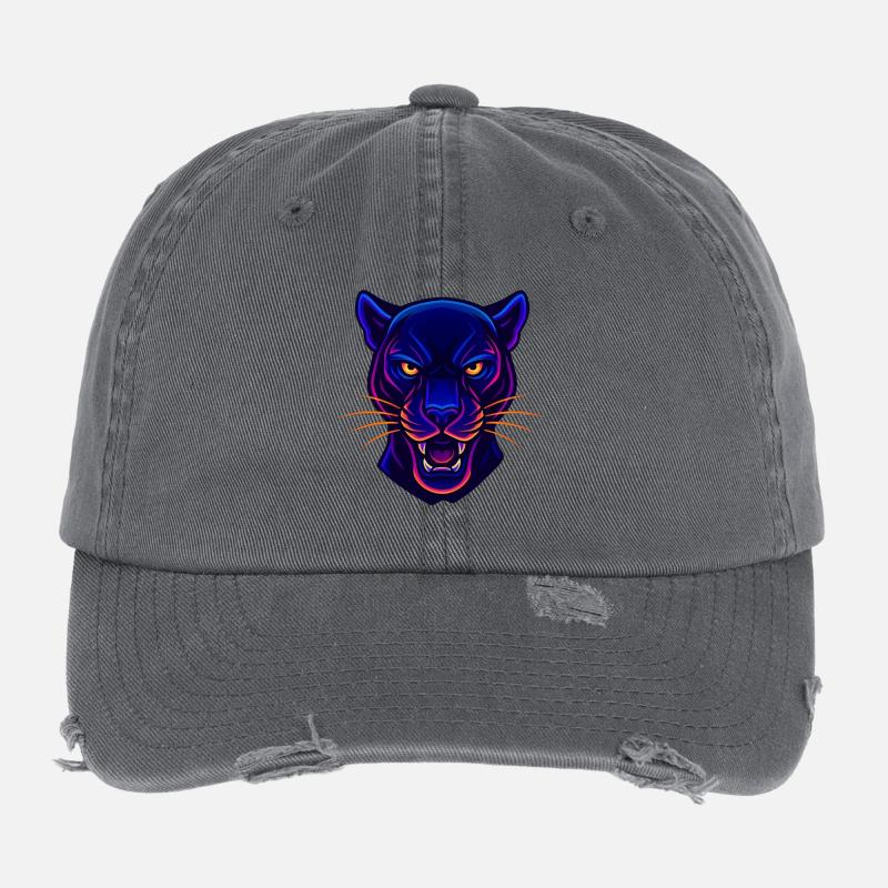Neon Panther Head Flexfit Vintage Destroyed Cap