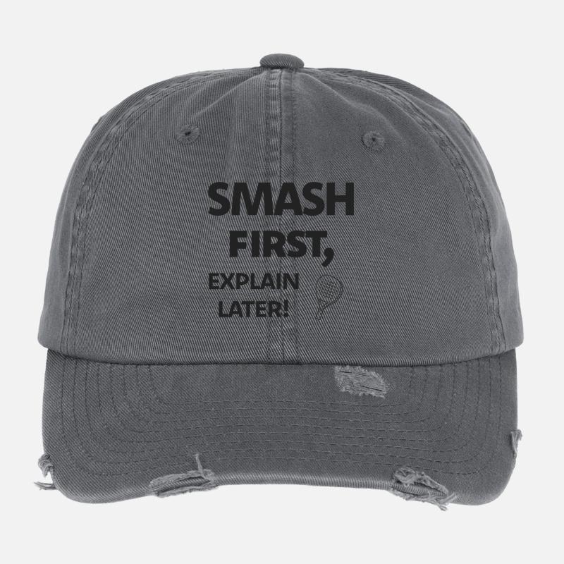 Smash first, explain later! Black Flexfit Vintage Destroyed Cap