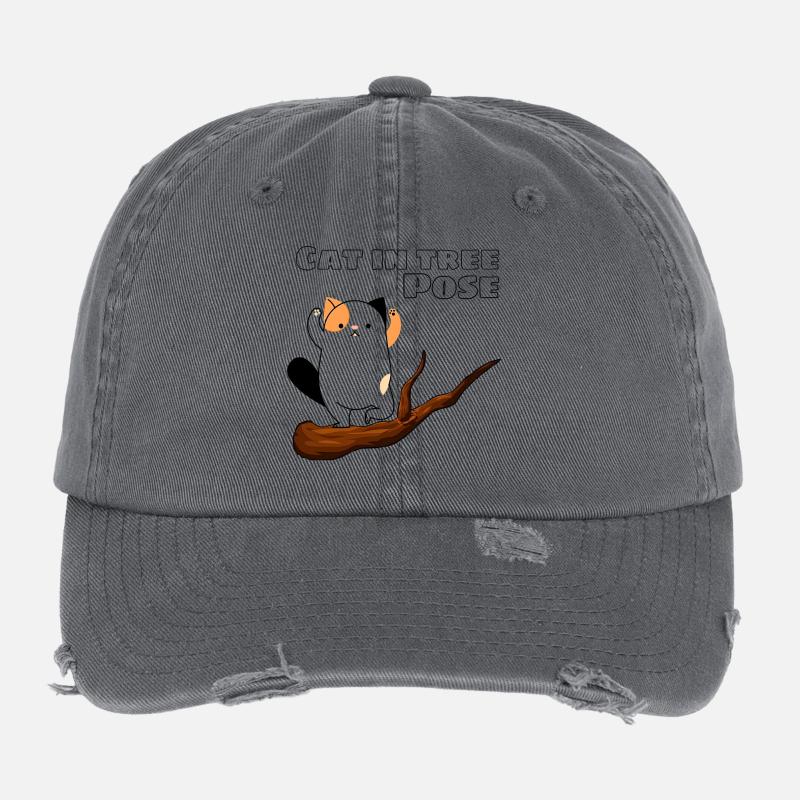 Cat in Tree Pose Flexfit Vintage Destroyed Cap